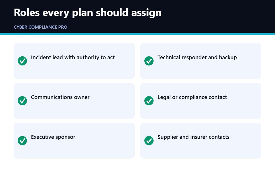 Checklist of roles in a cyber incident response plan template