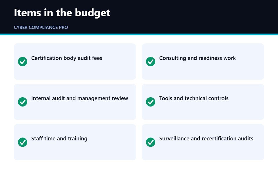 Budget items that make up ISO 27001 certification cost in Australia